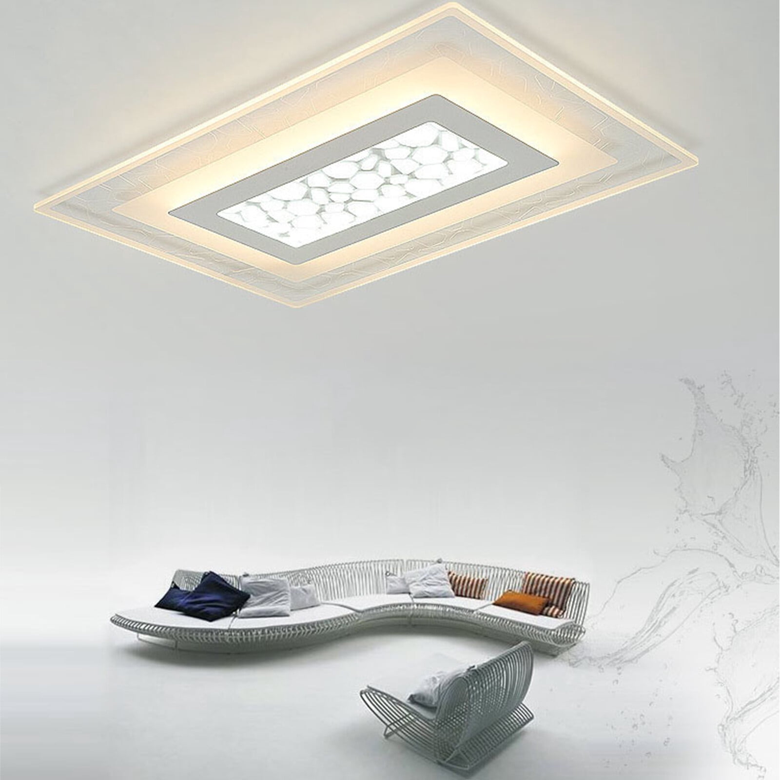 Modern Rectangular Acrylic LED Ceiling Light Flush Mount Square Fixture Lamp for Living Room, Bedroom