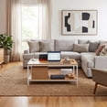 thumbnail image 5 of ZENY Modern Rectangle 2-Tier Coffee Table for Living Room Wood Frame, Natural, 5 of 13