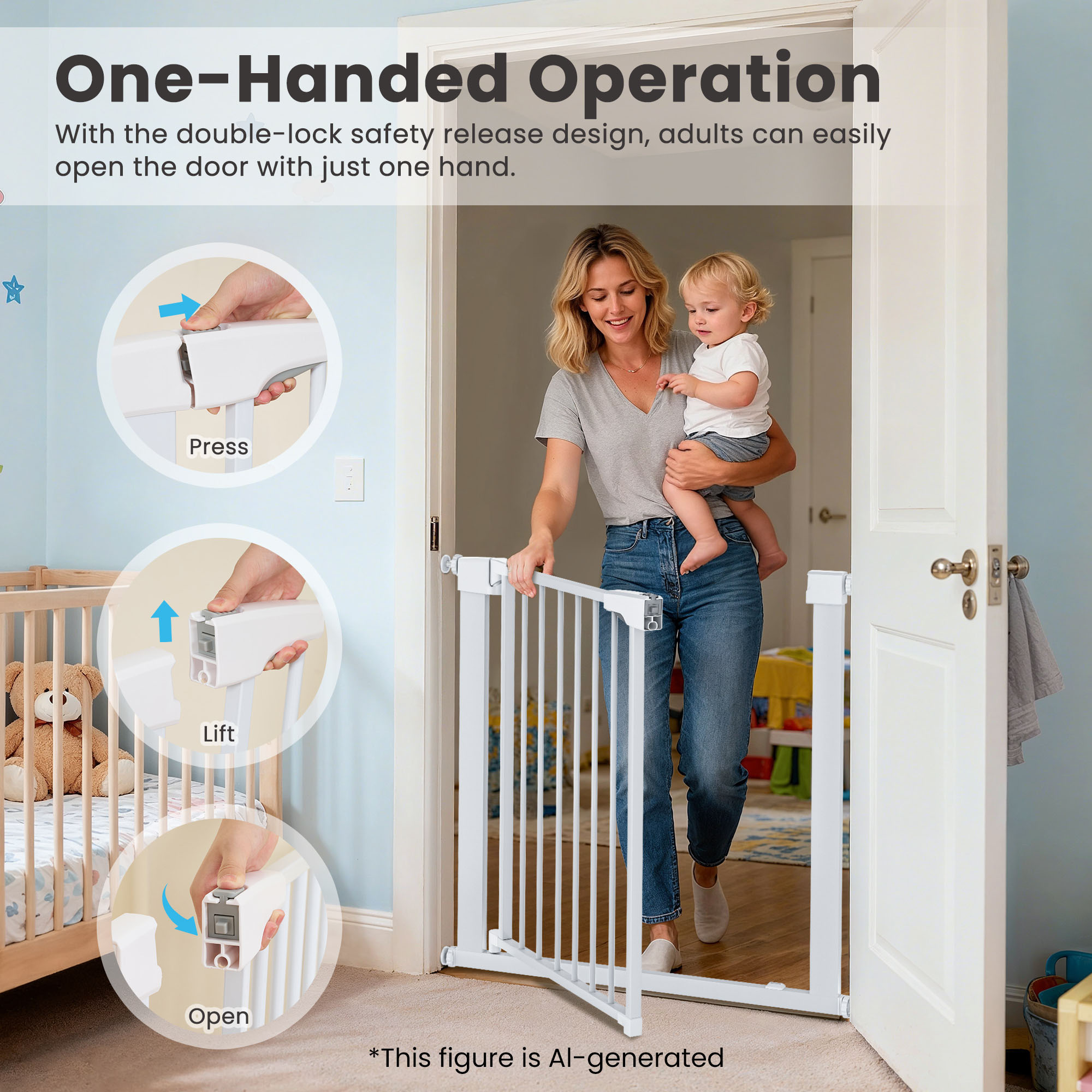 Naipo Baby Safety Gate, Adjustable 29-40 Inches photo 5