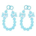thumbnail image 1 of 2pcs Beaded y2k Bow Burst Beaded Mobile phone chain Beaded double buckle Keychain - Lake blue, 1 of 5