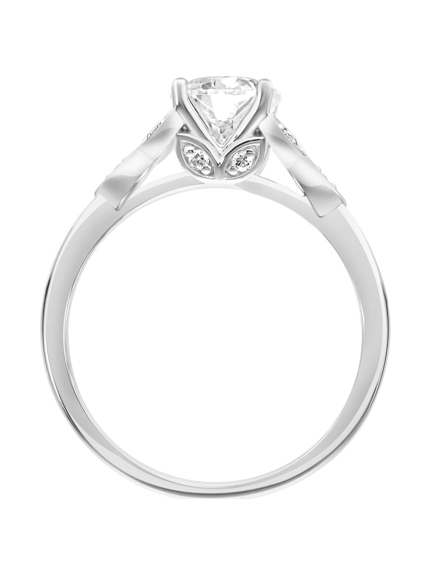 1.08 Carat DEW Moissanite 10K White Gold Floral Engagement Ring