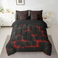 thumbnail image 2 of Feelyou Pixel Grid Miners Bedding Comforter Set 7pcs, Video Games Plaid Lattice Queen Bedding Sets, Modern Honeycomb Abstract Reversible Queen Sheet Sets, Lightweight Room Decor, 2 of 7