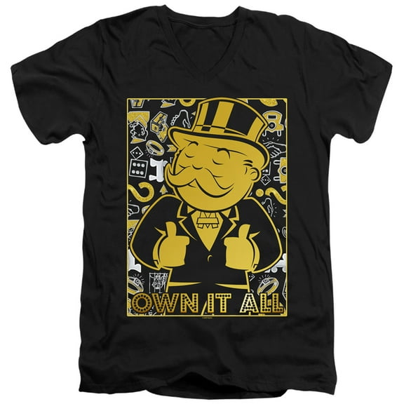 Monopoly Own S/S Adult V-Neck T-Shirt 30/1 T-Shirt Black