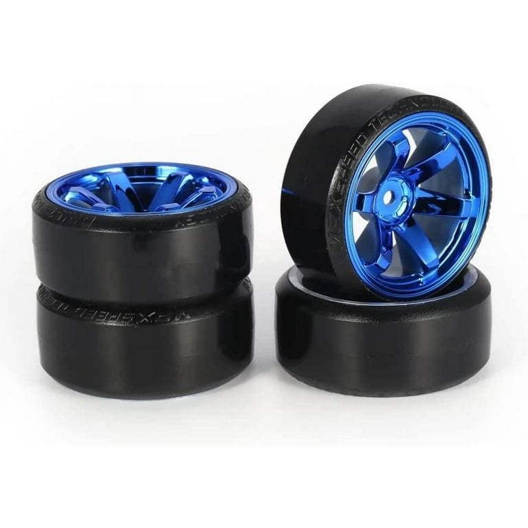 LINLIN 4Pcs 63mm RC Drift Car Tires Hard Tyres Plastic Wheel Rims