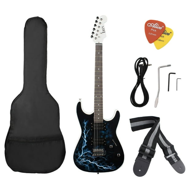Pastillas Dobles Guitarra Eléctrica Cuerpo de Tilo Palisandro Diseño Fresco del Relámpago Funda con Abanopi Instrumento de cuerda
