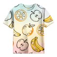 thumbnail image 4 of YunPes Girls Cute Painted Print T-Shirt Colorful Fruit Line Art Short Sleeve Crew Neck Tee Casual Summer Tops for Kids, 4 of 5