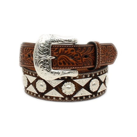 Ariat A1023808-36 1.5 in. Mens Taper Half Diamond Berry Concho Nail Heads Belt Tan, Size - 36