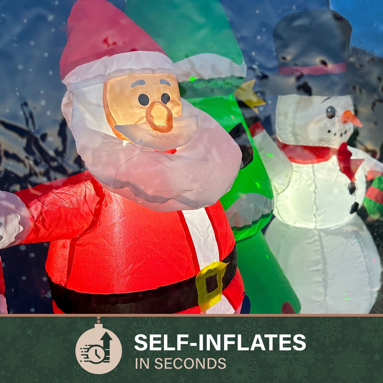 Fraser Hill Farm 6-ft. Tall Prelit Santa and Snowman Snow Globe Inflatable, FHFSNWGLOBE062-L