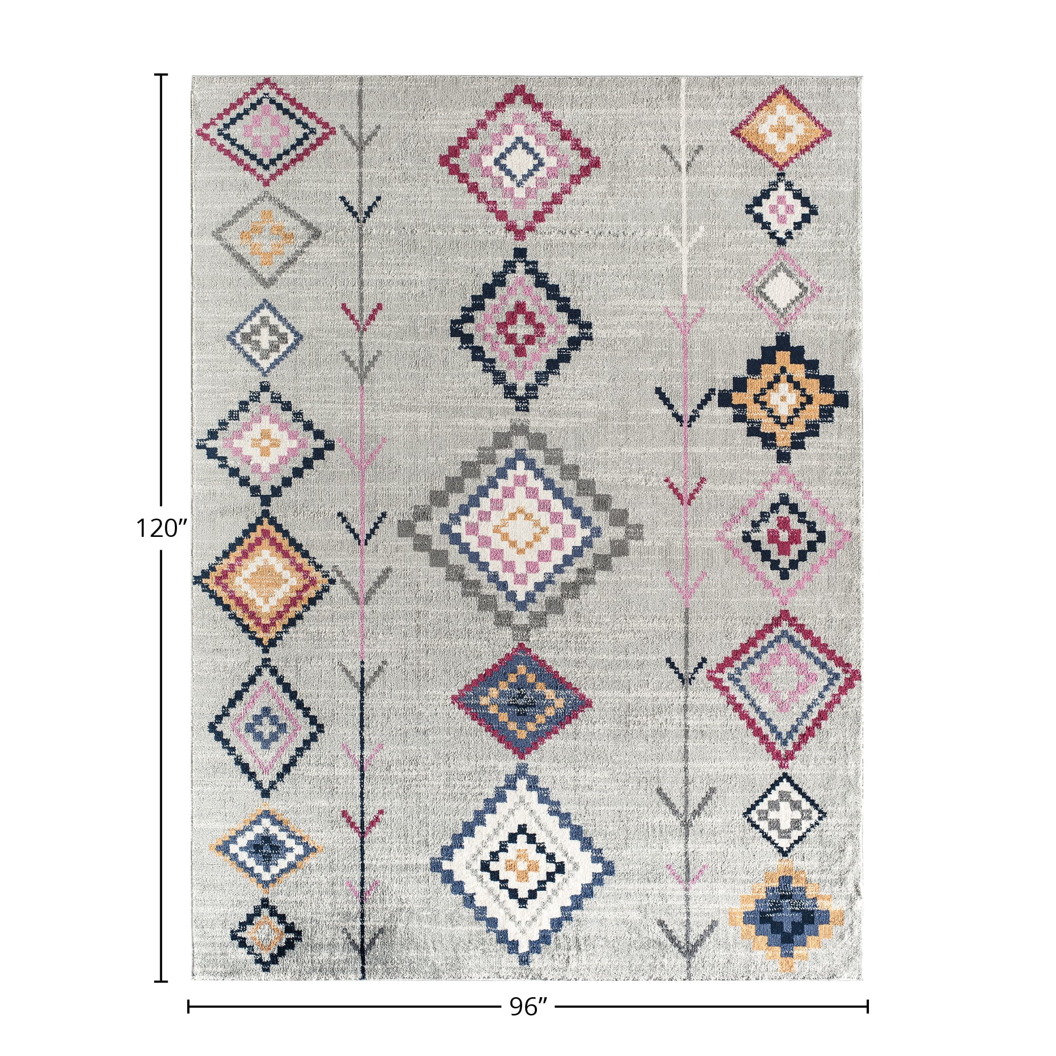 Soleil BR15B Native Grey Tribal Moroccan Light Gray Area Rug, 8'x10'