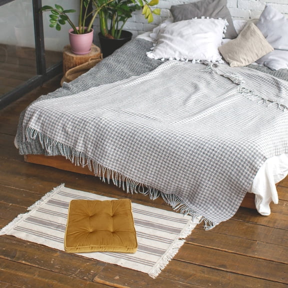 Mobestech dining chair pad Chair Cushion Velvet Yellow 1Pcs for Home Use