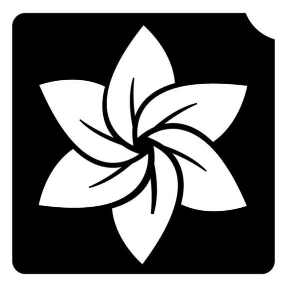 Art Factory Glitter Tattoo Stencil - Hawaii Plumeria (5/pack), Temporary Tattoo Template for Kids Adults, Face Paint Stencil Body Art Stencil, Stencil for Face Painting, Party, Festival ,2.25"x2.25"
