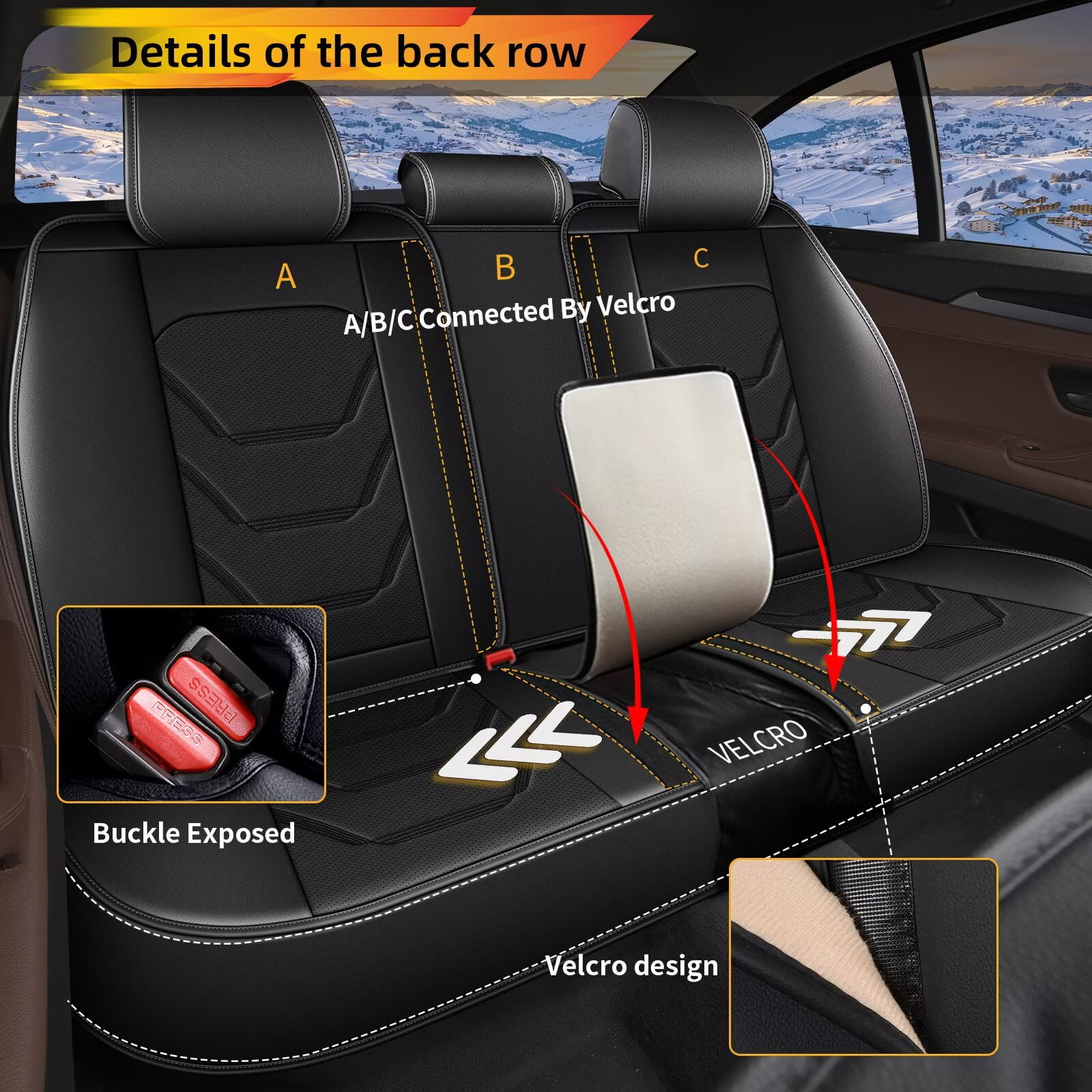 DIKSOAKR Car Seat Covers Full Set Fit for Honda CR-V 2015-2025: 5 Seat Auto Interior Accessories, Faux Leather Waterproof Car Seat Cushions Vehical Cover (Black)