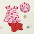 thumbnail image 5 of ATOGUTA Girls 3 Piece Swimsuit Bathing Suit Printed Bikini Set with Swim Hat Summer Beach Swimwear Size 6M-4T, Red, 5 of 6