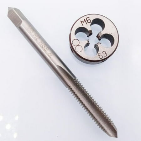 

GLFILL 2Pcs/Set Hss M6 X 1Mm Tap & M6 X 1.0Mm Die Metric Thread Left Hand Tool