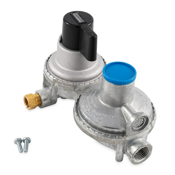 Camco Propane Double-Stage Auto-Changeover Regulator- For RVs with Dual Propane Tank Hookups, Maintains a Constant Gas Pressure With Auto Change From Empty to Full Tanks (59005)