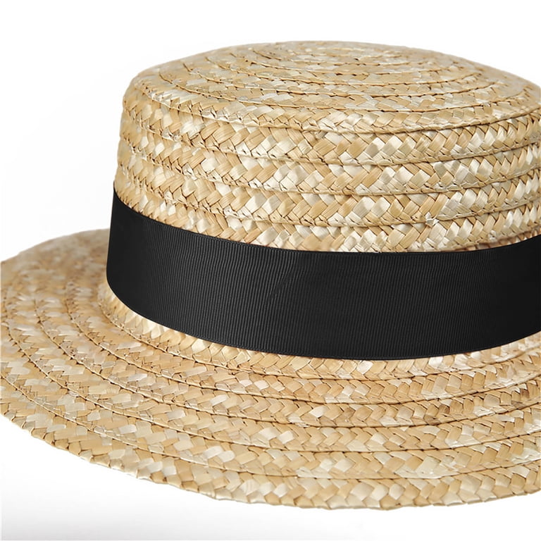 Women\'s Sun Hats Straw Beach Hat Sun Protection Foldable Khaki With Black Ribbon Elegant Wide Brim Sun Hat for Women – Summer Beach Straw Hat  main image 2