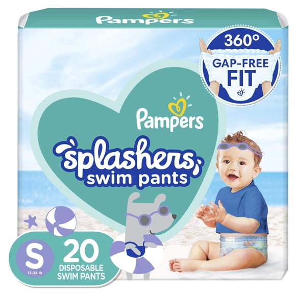 Pañales de natación Pampers Splashers, talla S, para niños pequeños, 20 unidades
