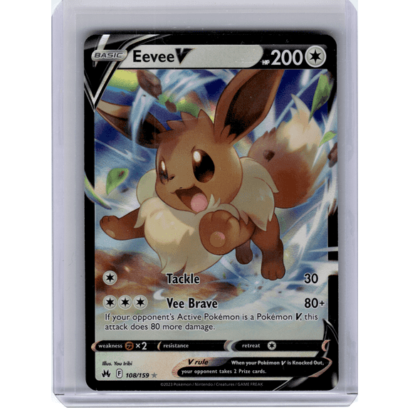 Collectible 2023 Crown Zenith Eevee V Holo Ultra Rare #108 Lightly Played Pokemon Trading Card