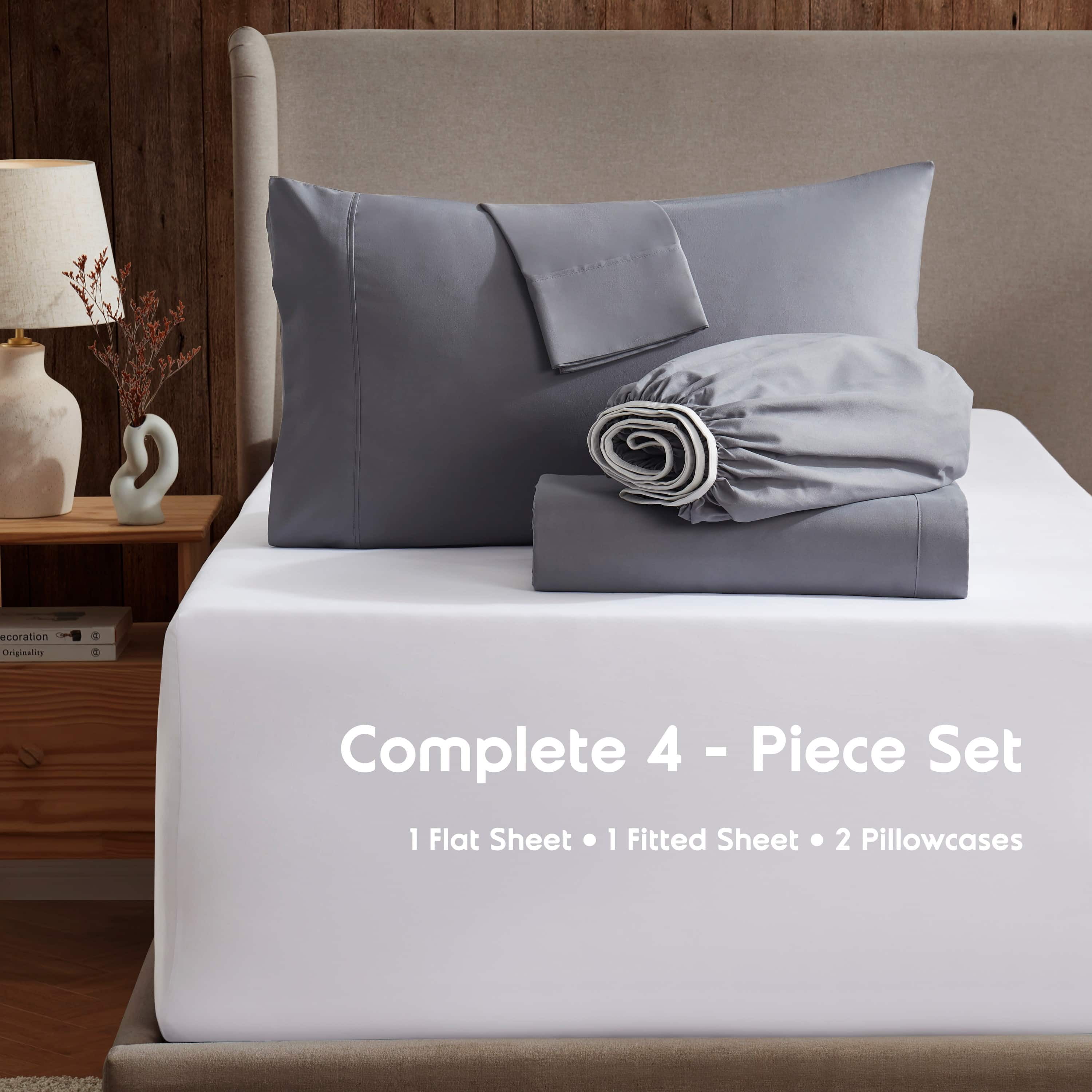 LammaLoe Extra Deep Pocket Twin XL Sheets set, Fits 18"-24" Mattress, 4 Piece Soft Microfiber Bed Sheet Sets, Dark Gray