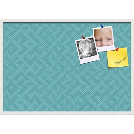PinPix 40x28 Custom Cork Bulletin Board Maze Aqua Poster Board Has a Fabric Style Canvas Finish Framed in Maze Aqua by ArtToFrames (PinPix-1832)