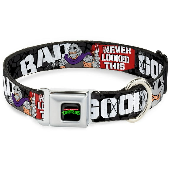 Nickelodeon Pet Collar, Dog Collar Metal Seatbelt Buckle, Shredder Poses Bad Never Looked This Good, 16 to 23 Inches 1.5 Inch Wide