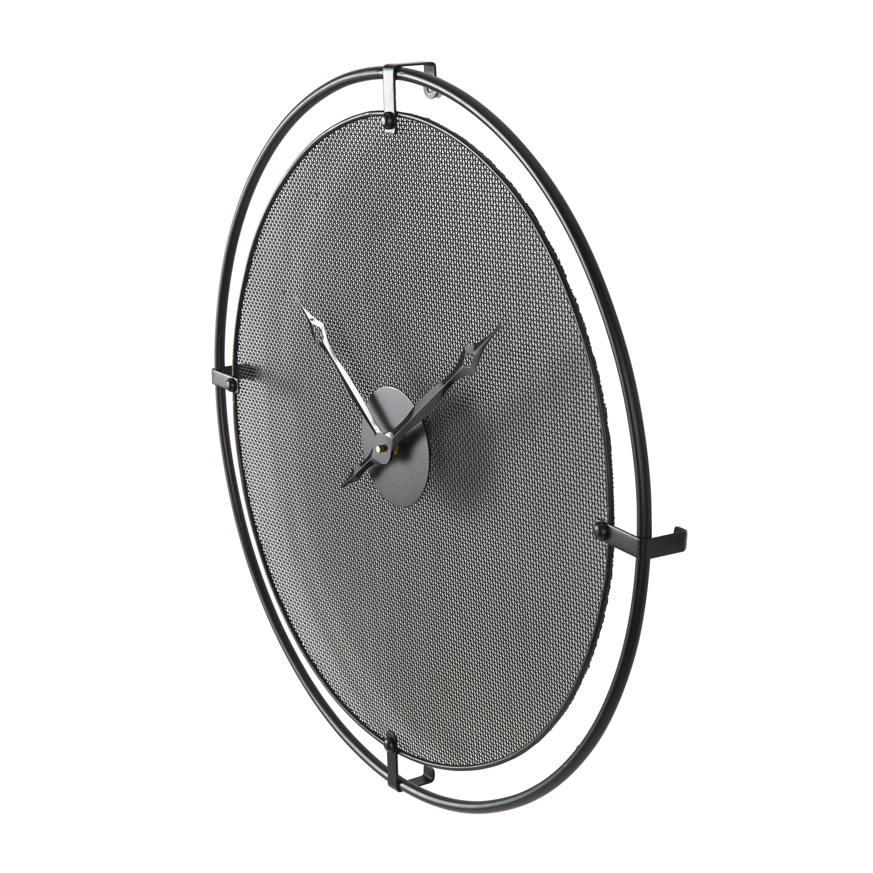 DecMode 24" Black Metal Minimalistic Wall Clock with Mesh Backing