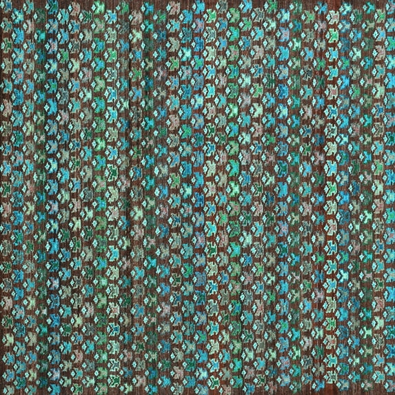 Ahgly Company Indoor Square Abstract Light Blue Contemporary Area Rugs, 7' Square