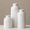 Large Matte Glaze White, variant on Large Black Mix 3-Piece Modern Ceramic Decorative Vase Set With Ribbed Matte Finish