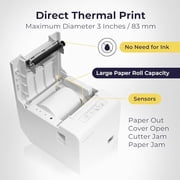 Volcora Thermal Receipt Printer, 80mm POS Printer w/Auto Cutter, USB/Ethernet Interface for Windows/MAC/Linux, ESC/POS Command Support Cash Drawer, High Speed Kitchen Printer, Wall Mount (White)