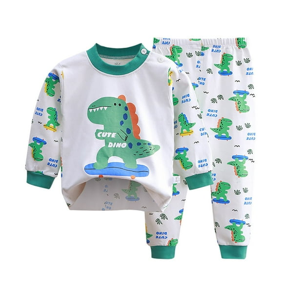 AJIWYH Cute Clothes for Girls 10-12,Little Boys Girls Pajamas Dinosaur Animals Cotton 2 Piece Train Toddler Kids Cartoon Sleepwear Fall Clothes Set 4t Girl Pajamas Mint Green,8-9 Years