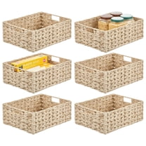 mDesign Woven Farmhouse Kitchen Pantry Storage Basket Box, 6 Pack, Cream/Beige