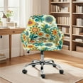 thumbnail image 2 of ZIATUBLES Green Yellow Boho Flower Print Dining Room Chair Slipcovers Elastic Desk Chair Cover Accent Removable Vanity Kitchen Office Armchair Protector Covers, 2 of 7
