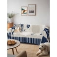 thumbnail image 6 of Navy Blue Coastal Couch Cover for 2 Cushion Sofa, Ocean Nautical Starfish Coral Striped Washable Loveseat Sofa Covers Slipcover for Sectional Sofas L-Shaped, Couch Throw Cover 71"x118", 6 of 9