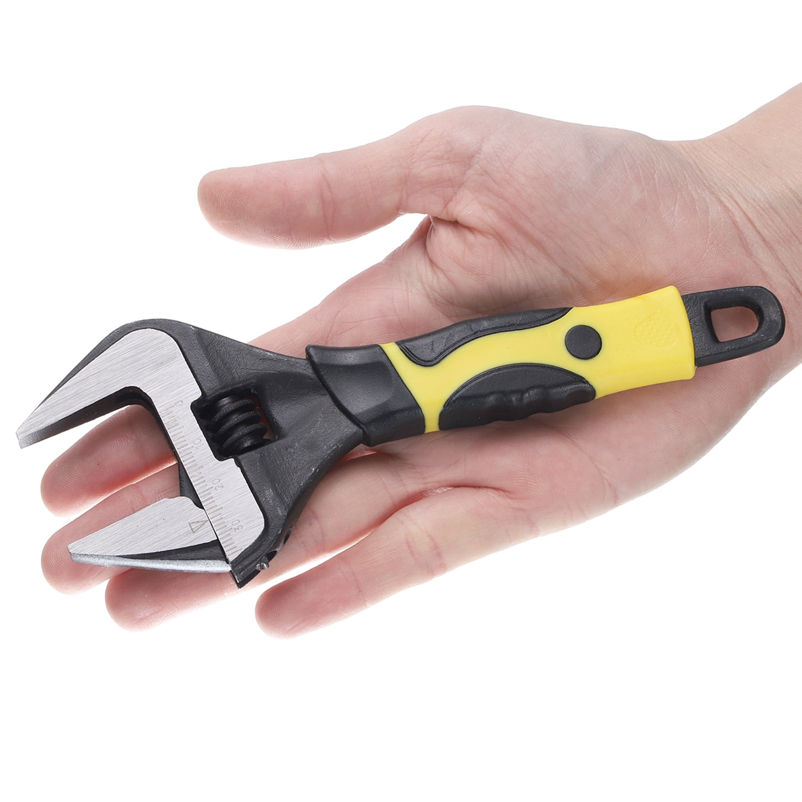 2pcs Adjustable Wrench 8" 6" CR-V Universal Spanner Wide Opening, Black/Yellow