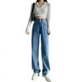 thumbnail image 5 of Vaqueros de pierna ancha para mujer, novedad de primavera y otoño, pantalones holgados de cintura alta de pierna recta, finos y pequeños, para verano, 2023, 5 of 5