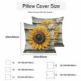 thumbnail image 3 of Waterproof Throw Pillow Covers Set of 2, 26x26 Inch Sunflowers Decorative Pillowcases Outdoor Pillow Slip Cushion Covers Set for Couch Tent Retro Farmhouse Floral Leaves Wooden Grain, 3 of 7
