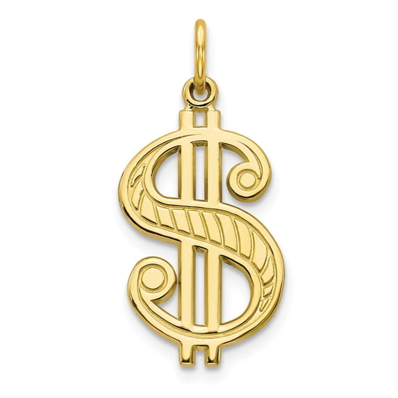 10k Solid Polished Dollar Sign Charm in 10k Yellow Gold
