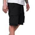 thumbnail image 2 of Stamzod Men Short Fashion Solid Color Summer Elastic Waist Drawstring Shorts Casual Loose Plus Size Athletic Shorts for Men with Pocket Black E XXL, 2 of 4