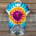thumbnail image 3 of VBTAPA Tie Dye Print Shirt Women Gradient Graphic Short Sleeve T-Shirt Summer O-Neck Casual Colorful Tee Tops Sales of Today Multicolor S, 3 of 5