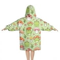 thumbnail image 2 of Green Mushroom Frog Green Pattern Blanket Hoodies for Kids 6-13YR Oversize Wearable Blanket Hoodies for Boys Girls Teens, 2 of 7