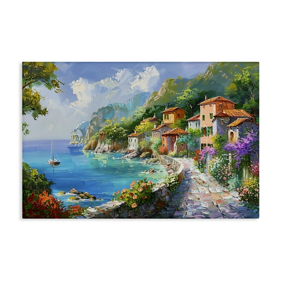 Stupell Industries Pathway Along Coast Scenic & Cityscapes Painting Wrapped Canvas Art Print Wall Art, 24 x 16