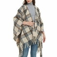 thumbnail image 2 of XFLWAM Women's Sweater Poncho Coat Shawl Wrap Poncho Cape Belt Gradient Cardigan Sweaters Open Front for Spring Winter Brown One Size, 2 of 7