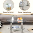 thumbnail image 5 of Modern Tempered Glass Table, 27.5" X 16.5", Double Layer, Transparent Glass, Silver Legs, Straightforward Assembly Coffee Round, Clear Stainless Steel Convenient Storage Area, 5 of 6