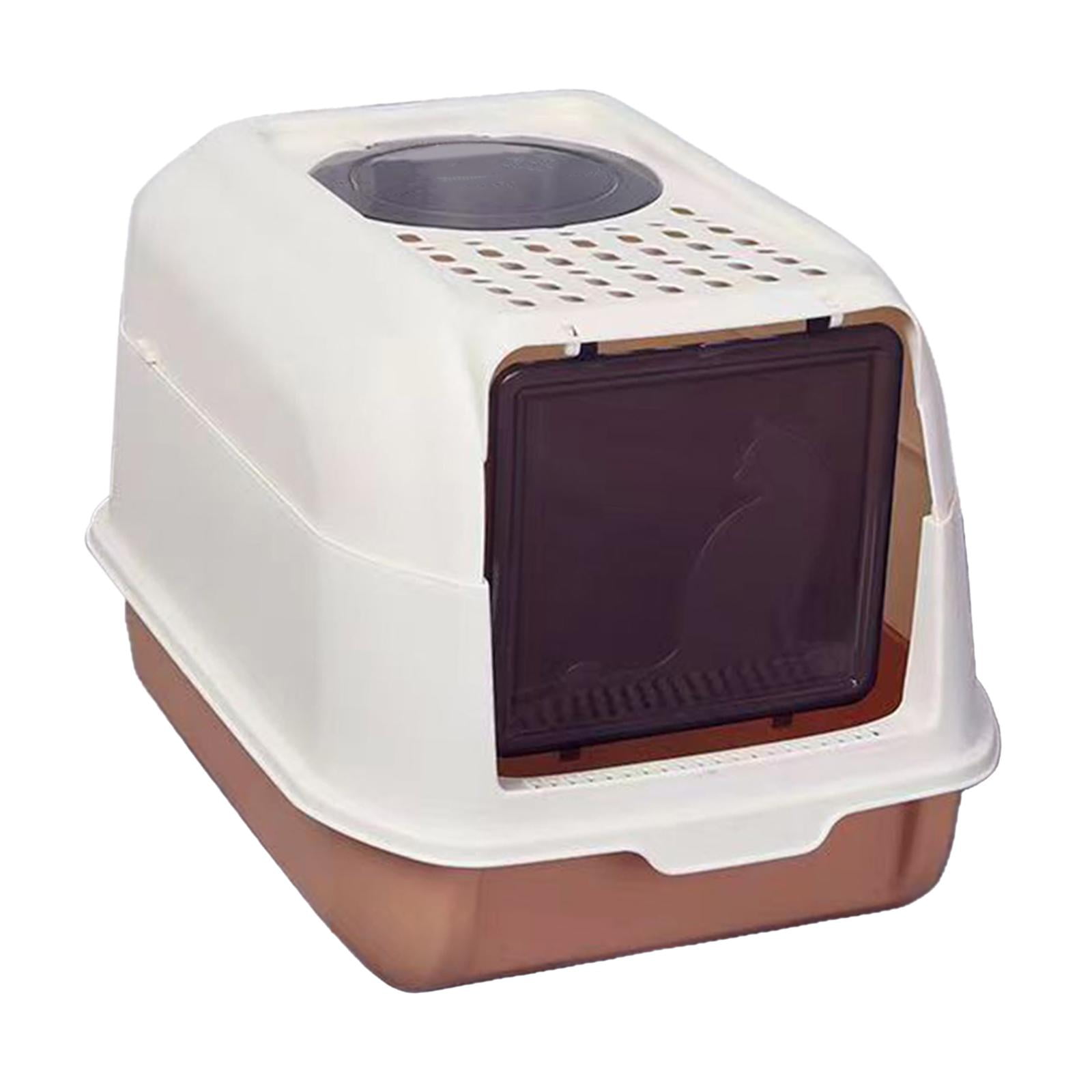 Bvdfgk Enclosed Cat Litter Box Kitten Litter Litter Tray Anti Splashing High Sides Easy Orange