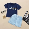 thumbnail image 2 of TOWED22 Toddler Baby Boy Clothes for 2t 3t Boys Cute Summer Short Sleeve T-Shirt Tops Shorts Clothes Sets Baby Boy Outfits(Blue,3-4 Y), 2 of 8