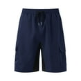 thumbnail image 1 of 2DXuixsh Pantalon Décontracté pour Homme Pantalon pour Homme Printemps Été Rue Loisirs Sport Multipoche à Cordon Taille Extensible Couleur Short Cargo Bleu Marine Taille m, 1 of 5