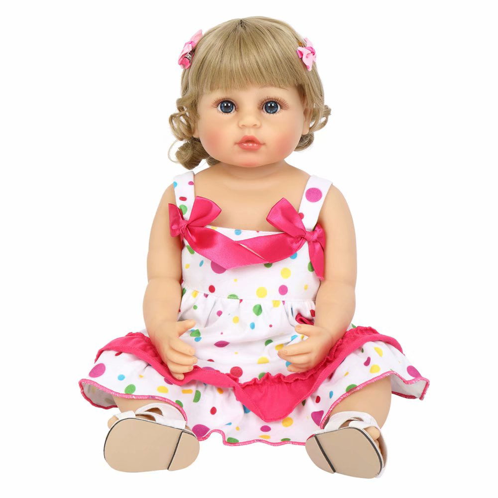 Details about   24" Newborn Baby Long-Haired Girl Wearing Xmas Skirt Girl Doll Reborn Baby Toy