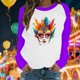 thumbnail image 1 of Xuyuer Mardi Gras Shirts for Women Shirt Funny Mask Graphic Tee Carnival Long Sleeve Shirt V Neck Top, 1 of 6