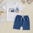 thumbnail image 2 of UngA First Birthday Baby Boy Outfit Sailing Into ONE Short Sleeve T-Shirt and Shorts Set Infant Newborn One Year Old Clothes (Blue,12-18 Months), 2 of 7