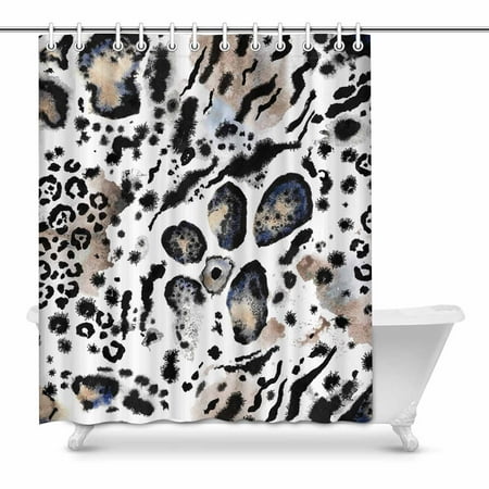 MKHERT Watercolor Leopard Spots and Tiger Stripes Animal Prints Skin Waterproof Shower Curtain Decor Fabric Bathroom Set 60x72 inch